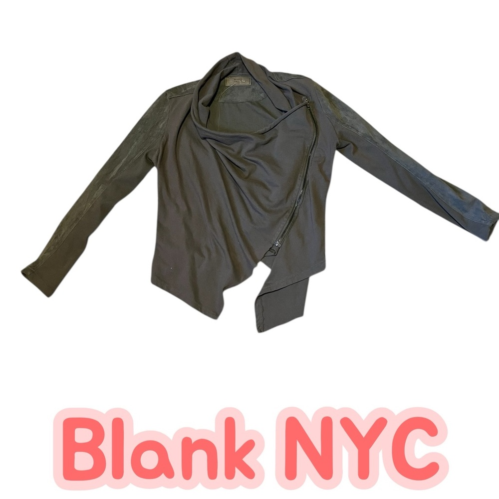 Blank NYC Mixed Media Drape Front Moto Jacket M NWOT - Picture 1 of 6